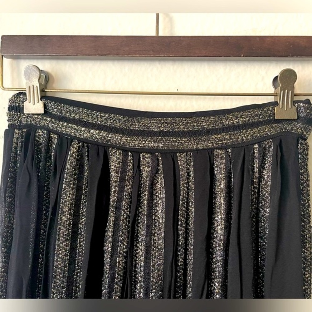 FREE PEOPLE “Carmen Lurex” Metallic Stripe Set in “Black/Gold” Print - Picture 10 of 15